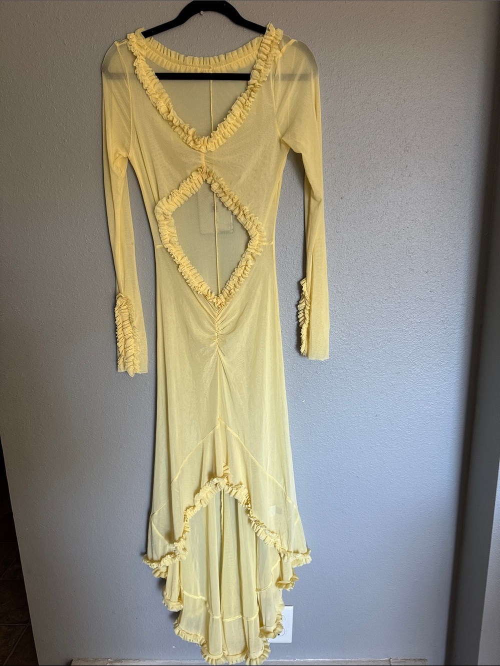 Yellow High-Low Ruffle Trim Maxi Dress - Picture 3 of 7